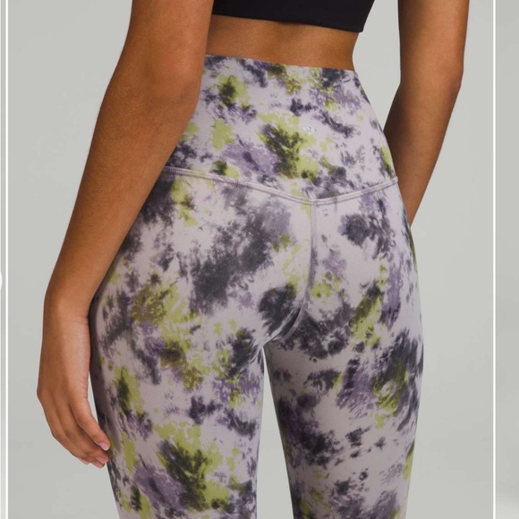 New Lululemon Align High Rise Tie Dye Mauve Grey Crop 21” - Picture 3 of 5